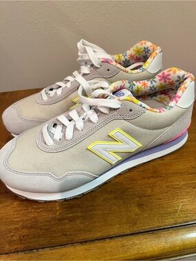 New Balance 515 Beige Pink Floral Lined Sneakers